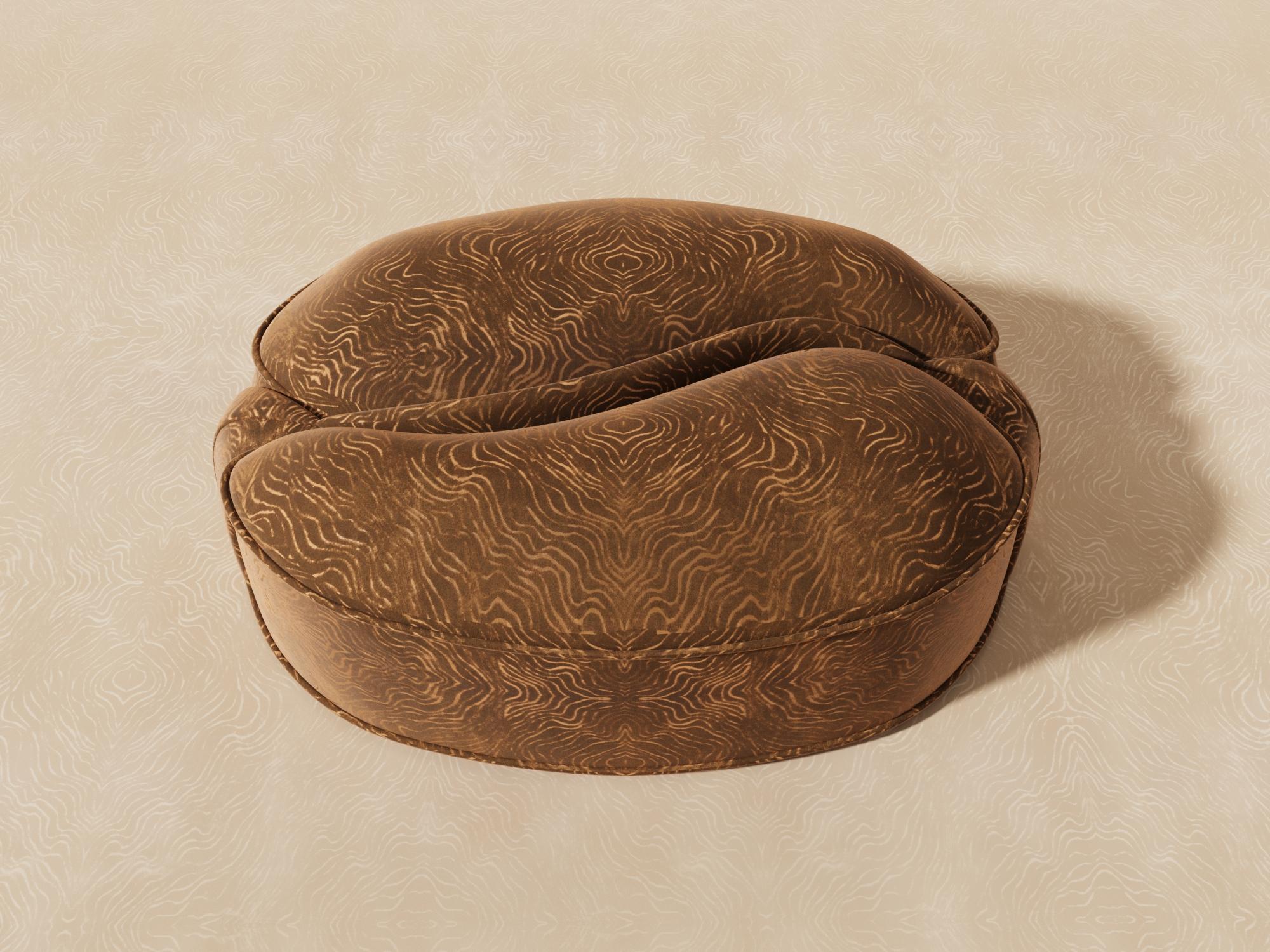 Moroccan Illusion Pouf 'Piti' Fabric Upholstery by Alexandre Ligios, Organic Curves Chair For Sale