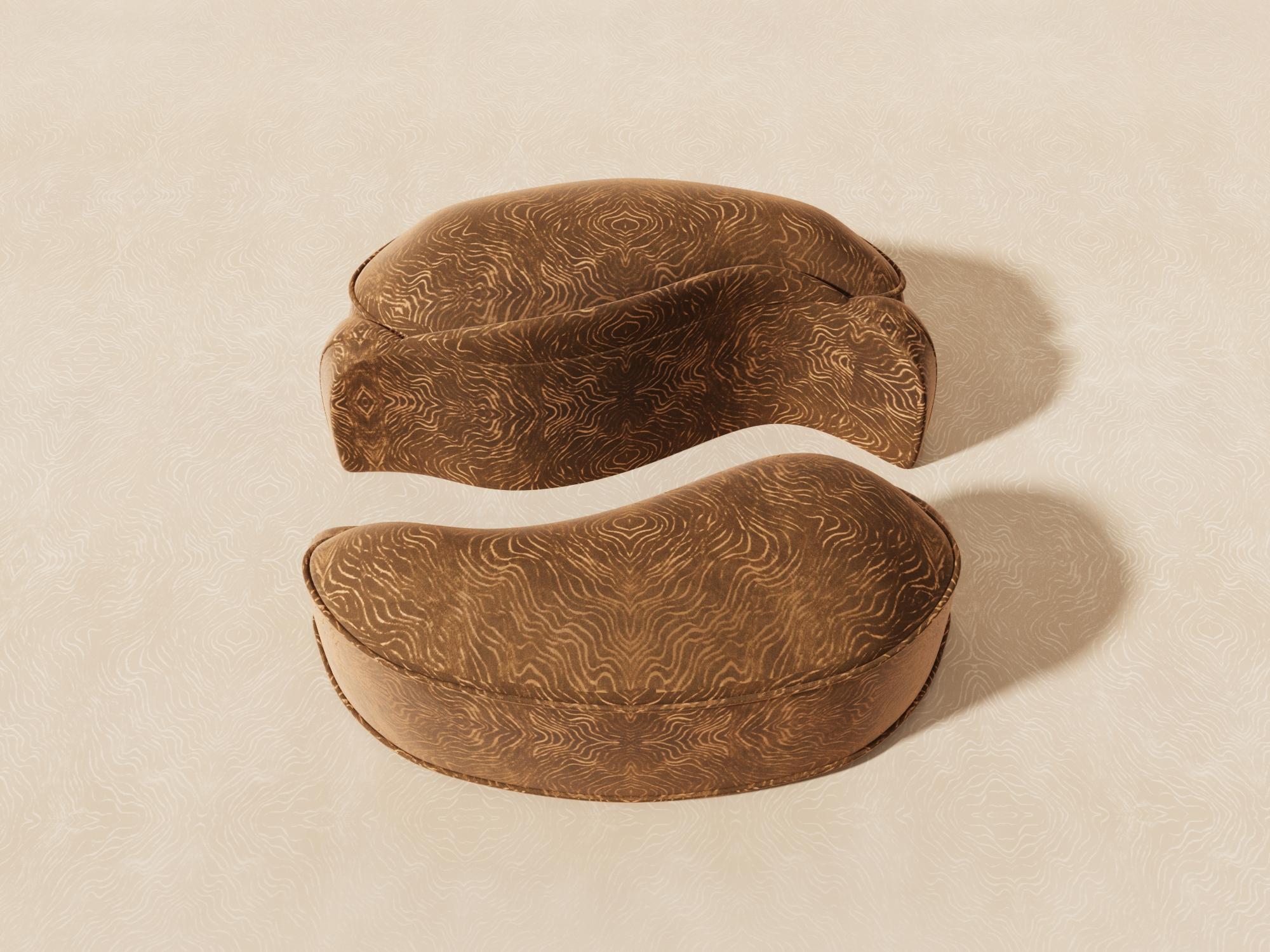 Illusion Pouf 'Piti' Fabric Upholstery by Alexandre Ligios, Organic Curves Chair In New Condition For Sale In New York, NY