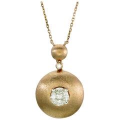 Illusion Round Diamond Pendant Necklace 18 Karat Rose Gold