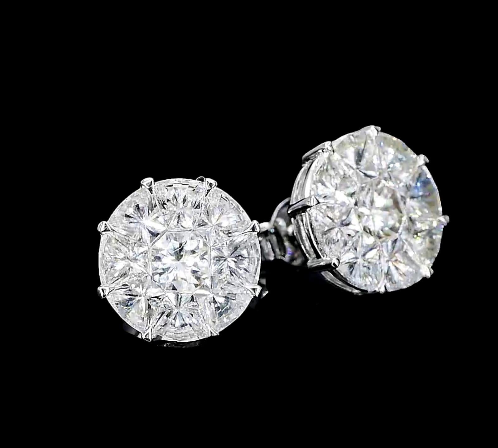 Women's or Men's Illusion Round Shape Earrings  For Sale