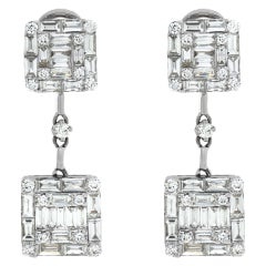 Illusion Set 18k White Gold Diamond Earrings