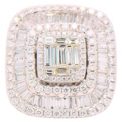 Illusion Set 4.75 Carat White Baguette Diamond Ring and Pendant 18 Karat