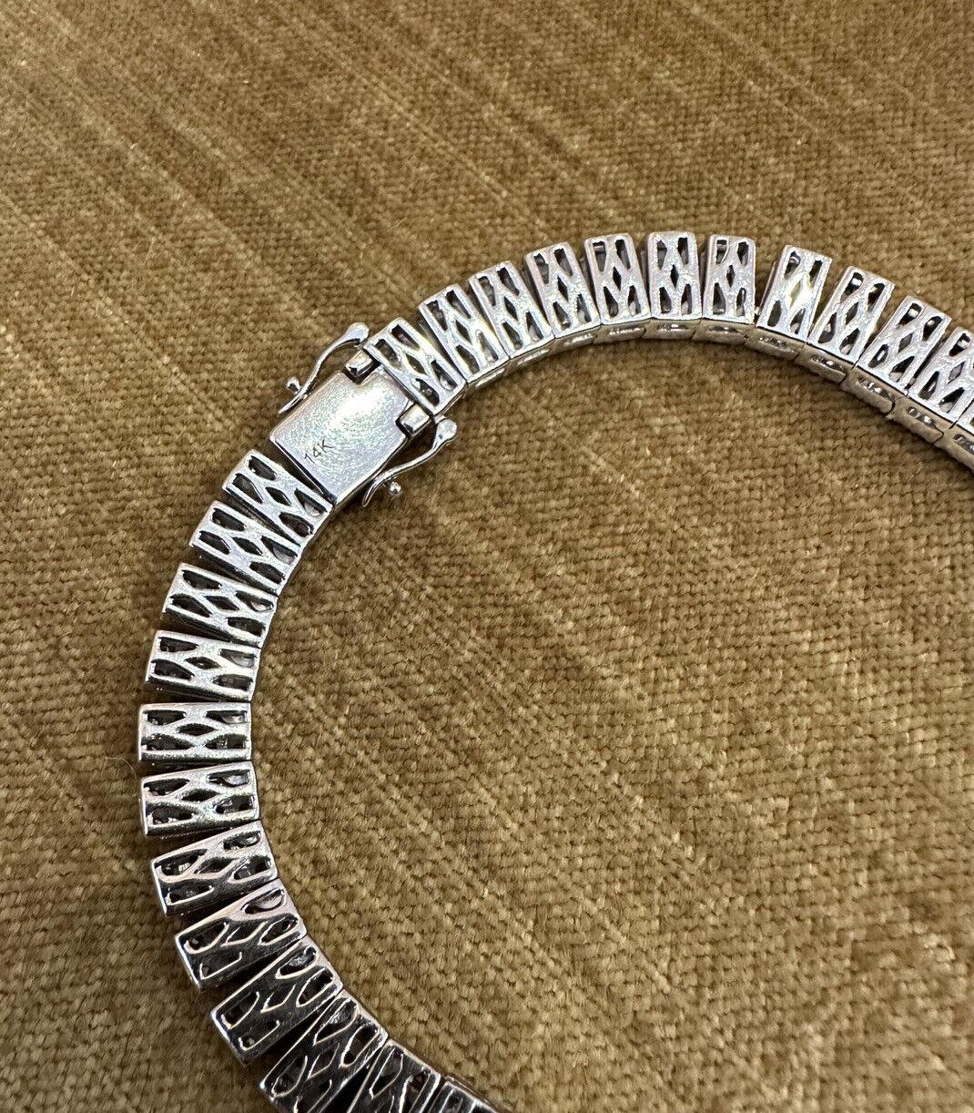 Collana girocollo con diamanti incastonati a illusione 28,00 carati di peso totale in oro bianco 14k in vendita 2