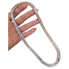 Illusion set Diamond Choker Necklace 28.00 Carats Total Weight in 14k White Gold