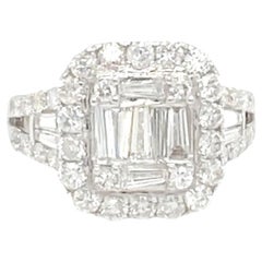 Illusion Set Diamond Cluster Ring 1.75 Carats 14k White Gold