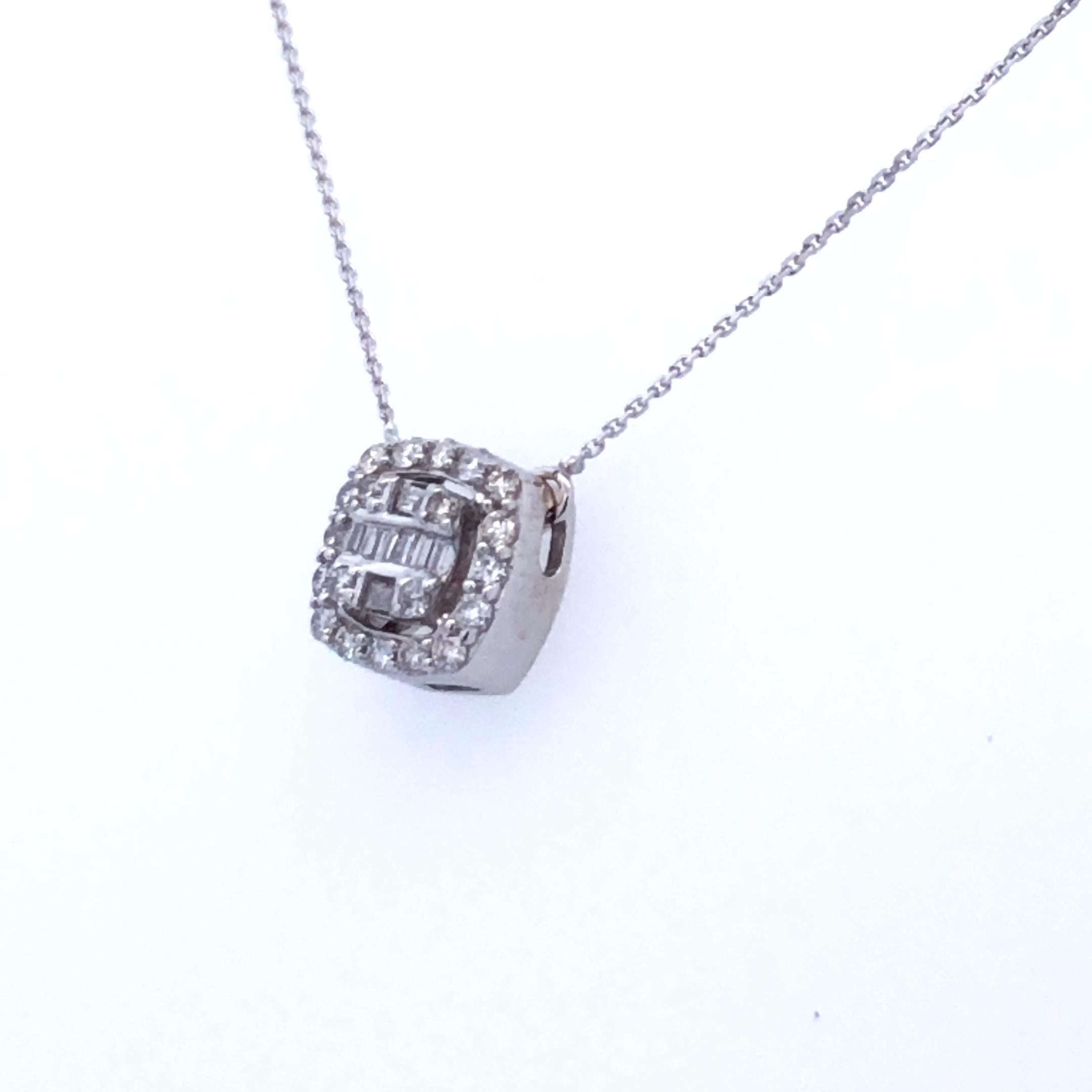 Collana con ciondolo Illusion Set Diamond in oro bianco 14k (0,25 ctw) In condizioni Nuovo in vendita a New York, NY