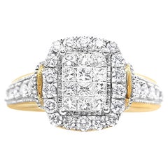 Anello Illusion Set Diamond 1,06 Carati in oro giallo 14K