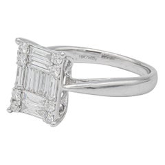 Illusion Set Diamond Ring Made with 18 Diamonds .85 Carat Total Weight