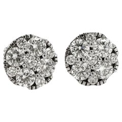 Illusion Set Diamond Stud Earrings in White Gold