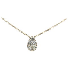 Illusion gefasste Diamant-Tropfen-Halskette 0,95 Karat 14K Gelbgold 16" 