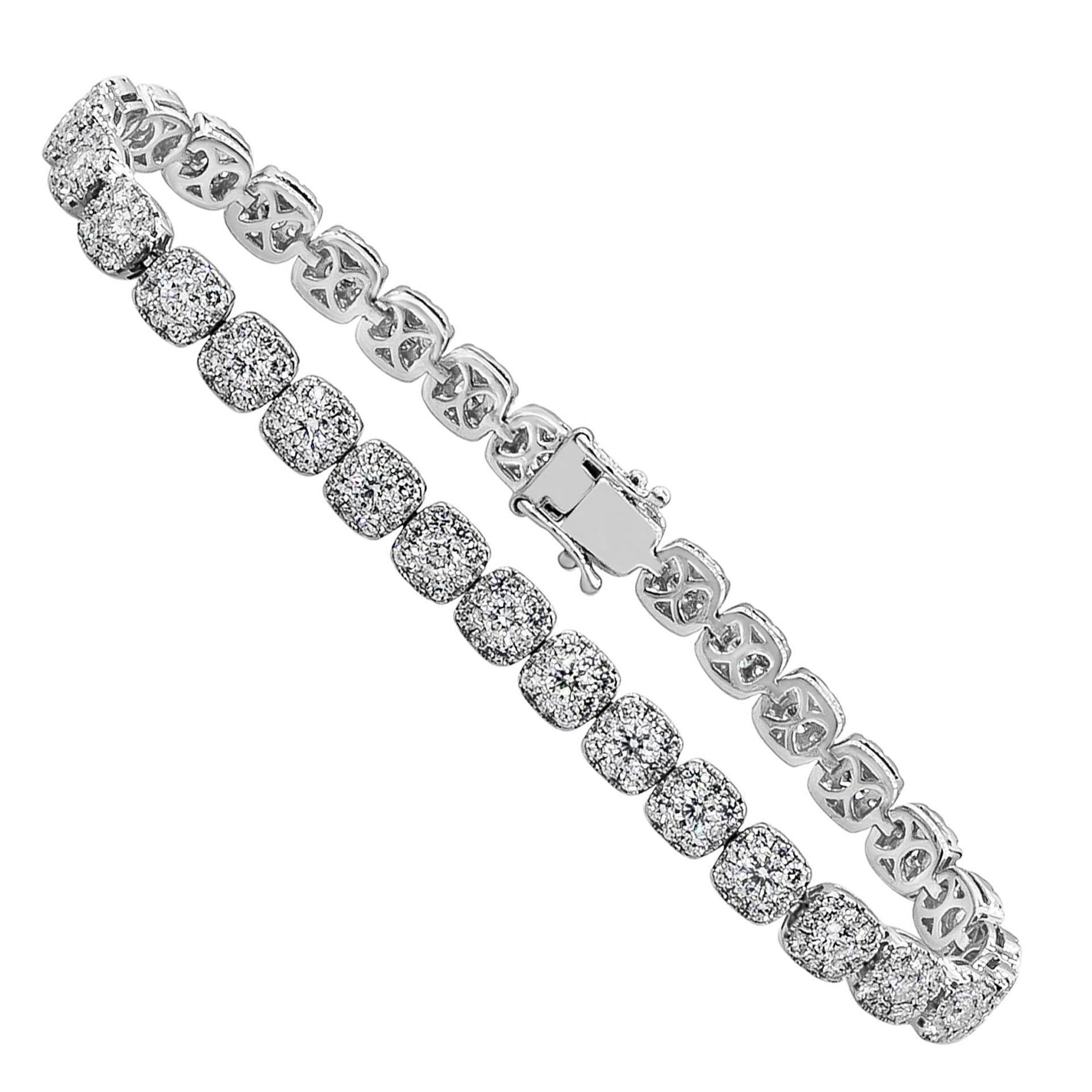 Roman Malakov Bracelet tennis avec diamants taille ronde de 5,13 carats au total, sertis d'illusion