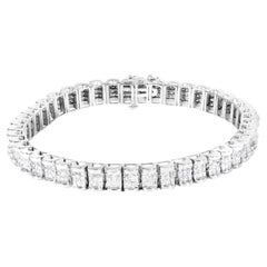 Illusion Set Diamond Tennis Bracelet Princess Cut 5 Carats 14K White Gold