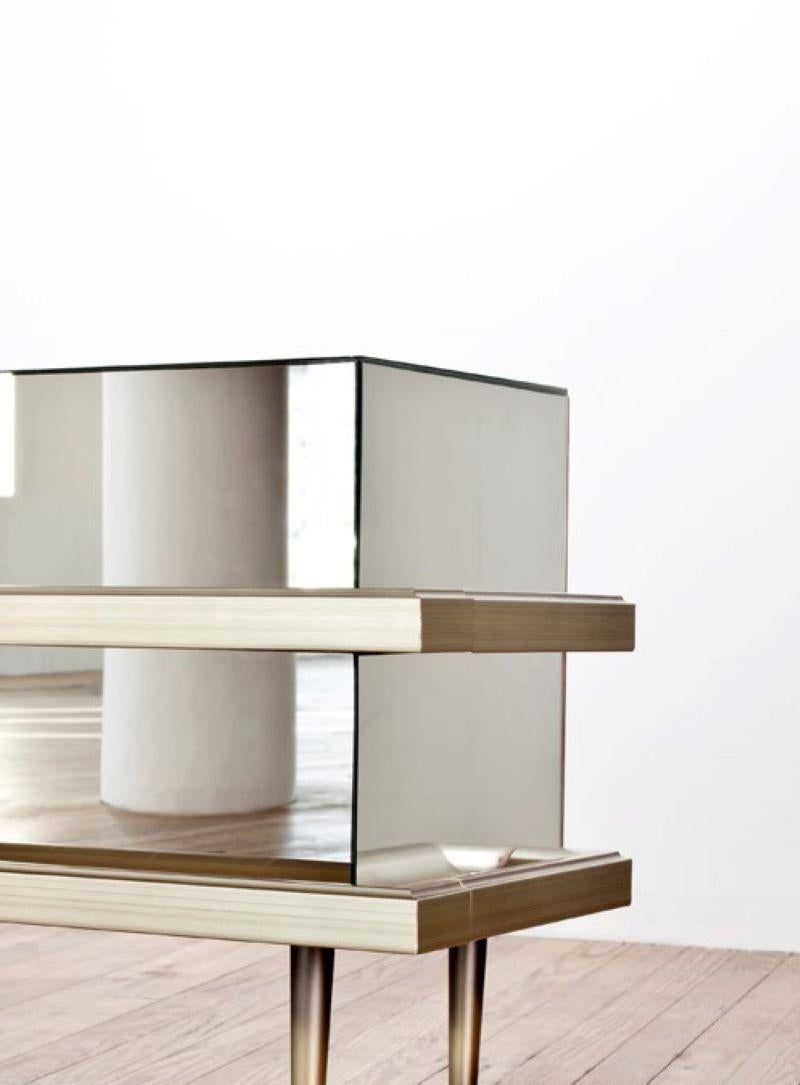 Hand-Crafted Illusion Set of 2 Nightstands Mirror by Luis Pons For Sale