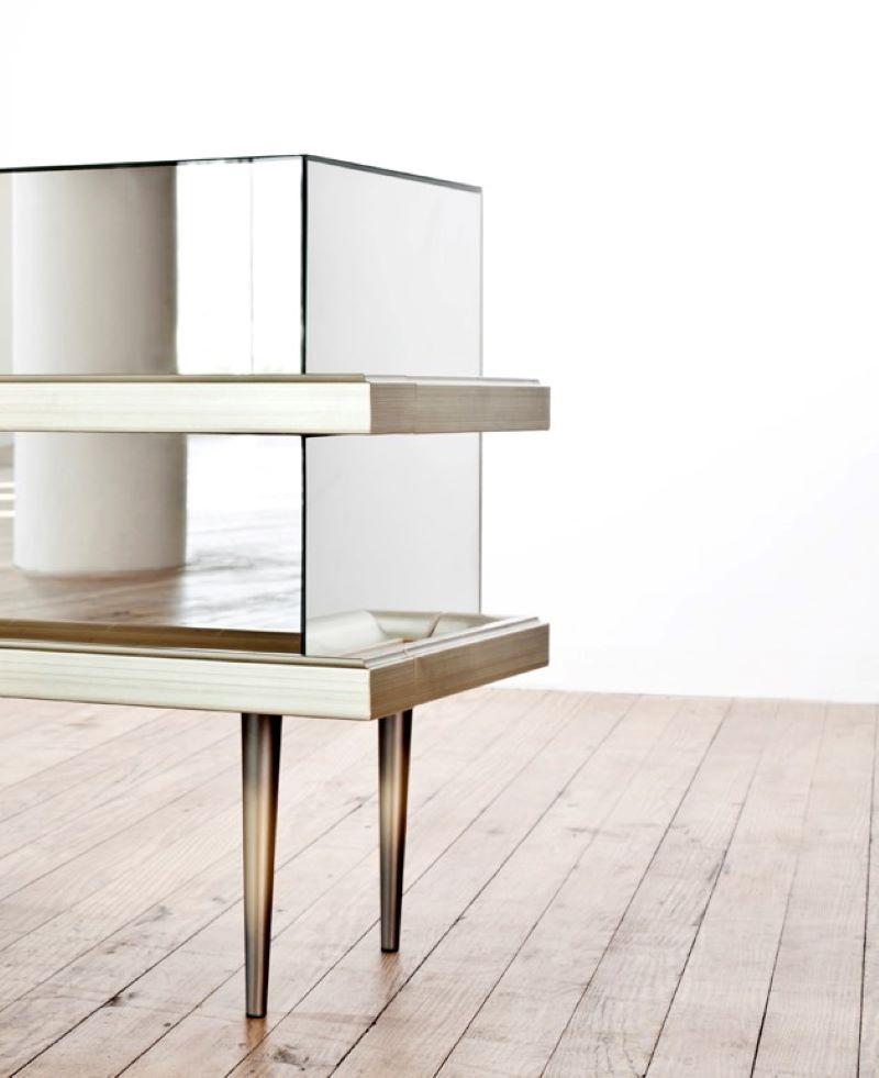 Contemporary Illusion Set of 2 Nightstands Mirror by Luis Pons