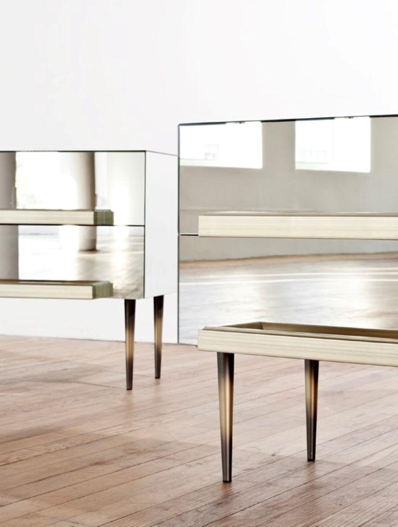 Metallo Set di 2 comodini Illusion - Specchio di Luis Pons in vendita