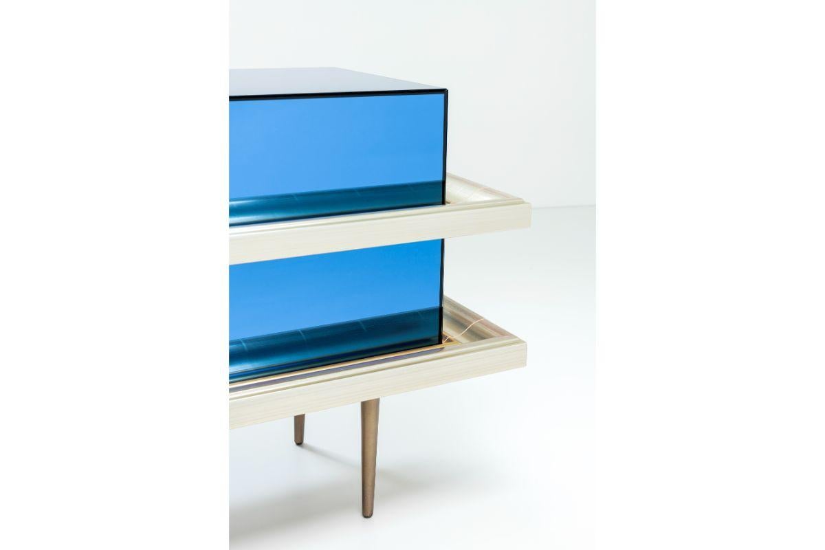 Contemporary Illusion Set of 2 Nightstands Water Blue by Luis Pons
