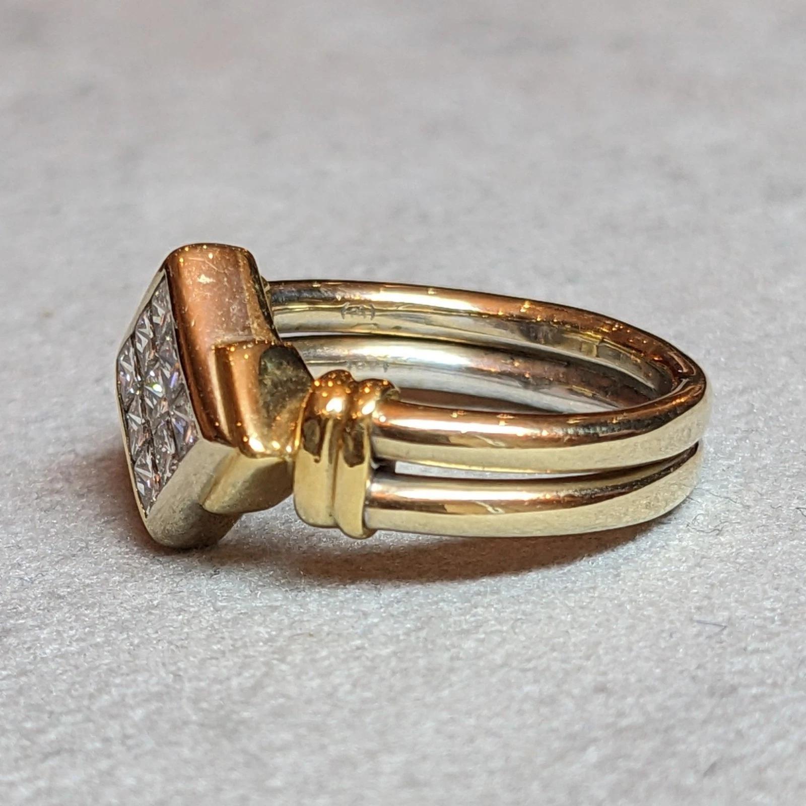 De las mujeres Anillo de diamantes talla princesa engastados en oro amarillo de 18k en venta