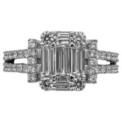 Illusion Set Ring 1.40 Carat of Diamonds 18 Karat Gold