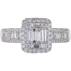 Illusion Set Ring 98 Diamonds 0.83 Carat 18 Karat Gold