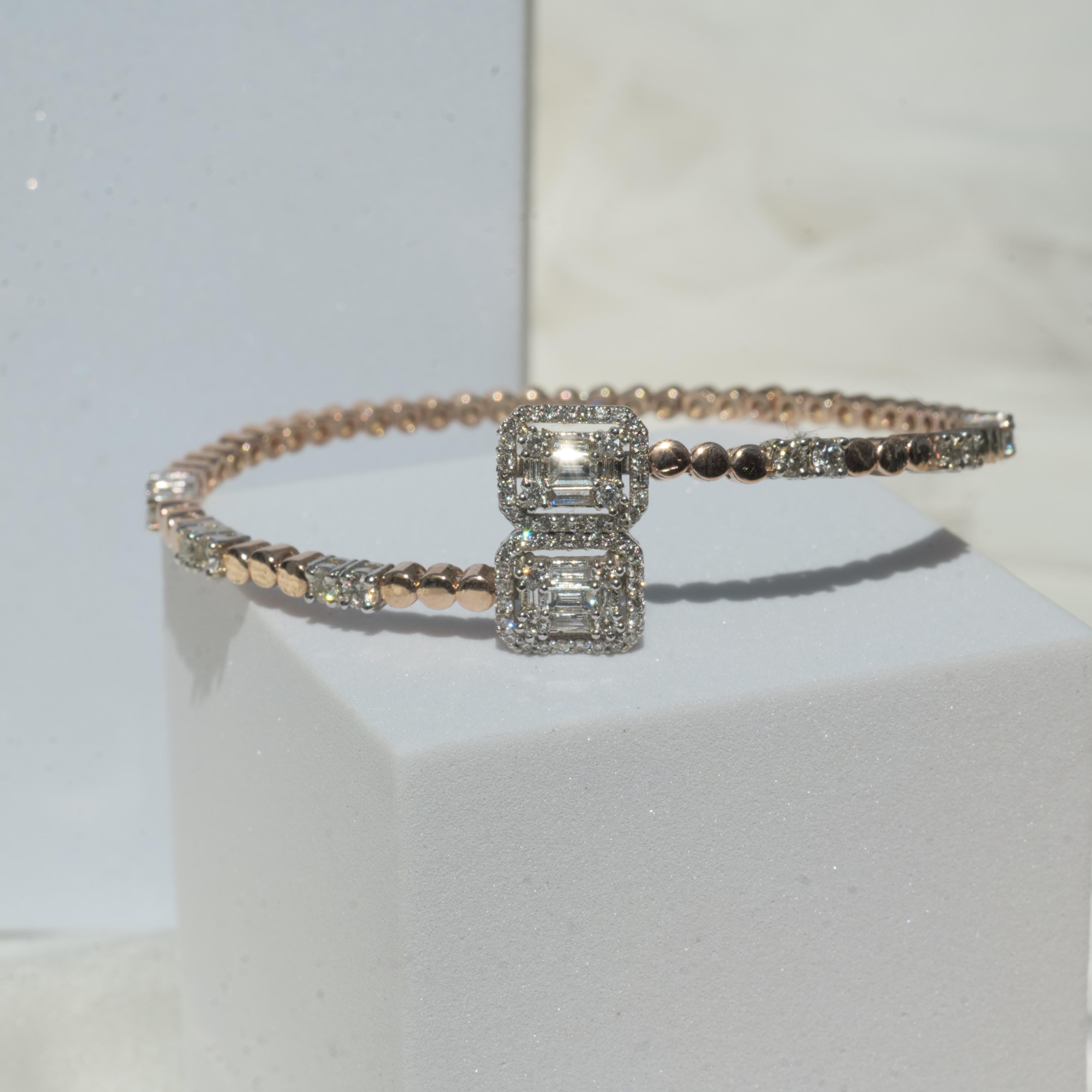 Illusion-Fassung Diamantarmband mit Blasendesign Manschette aus 18 Karat massivem Gold Damen im Angebot