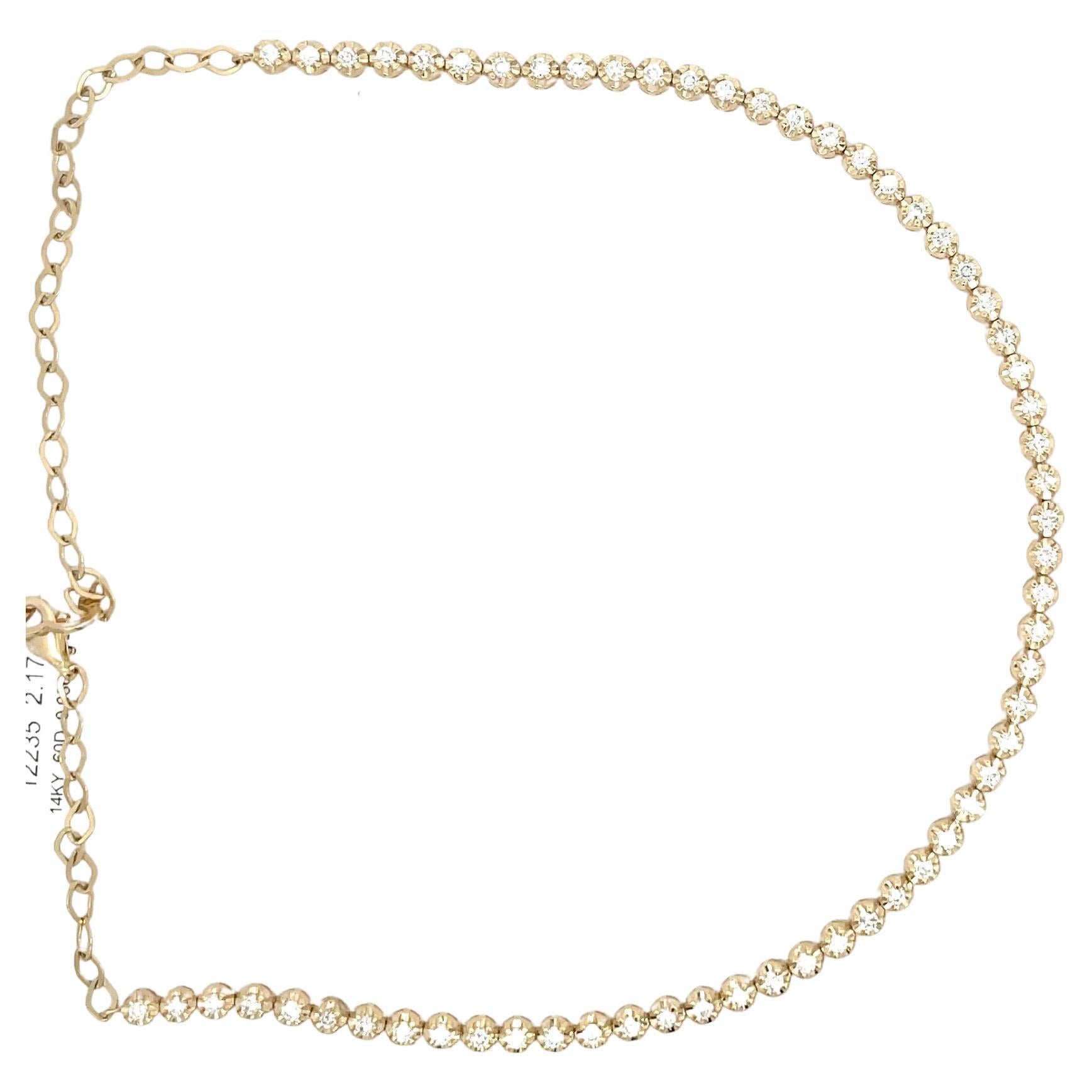 Contemporary Illusion Setting Diamond Choker Necklace 2.13 Carats 14 Karat Yellow Gold
