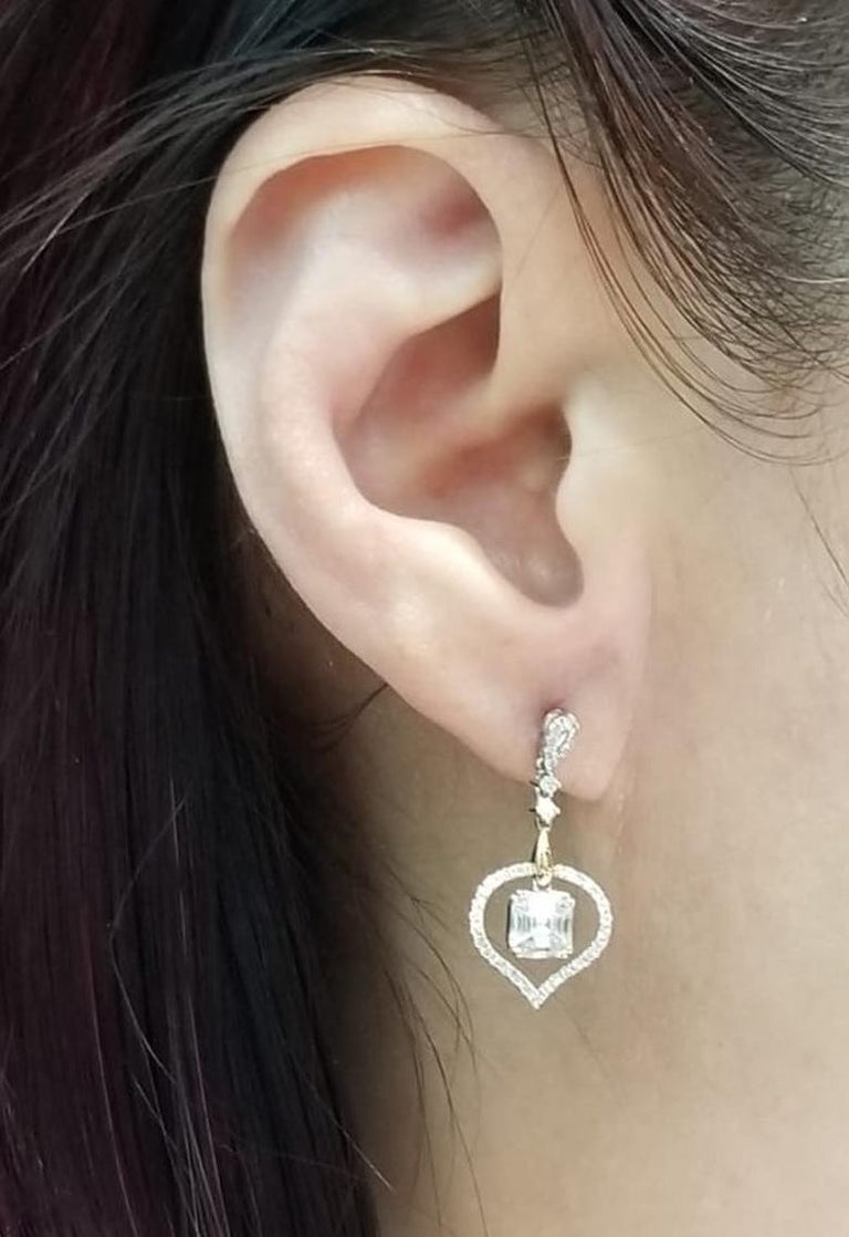 Illusion Setting Diamond Drop Earring in 18 Karat White and Rose Gold For Sale at 1stDibs