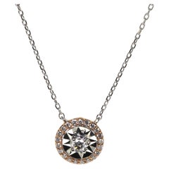 Illusion Setting Diamond Necklace in 18 Karat White and Rose Gold