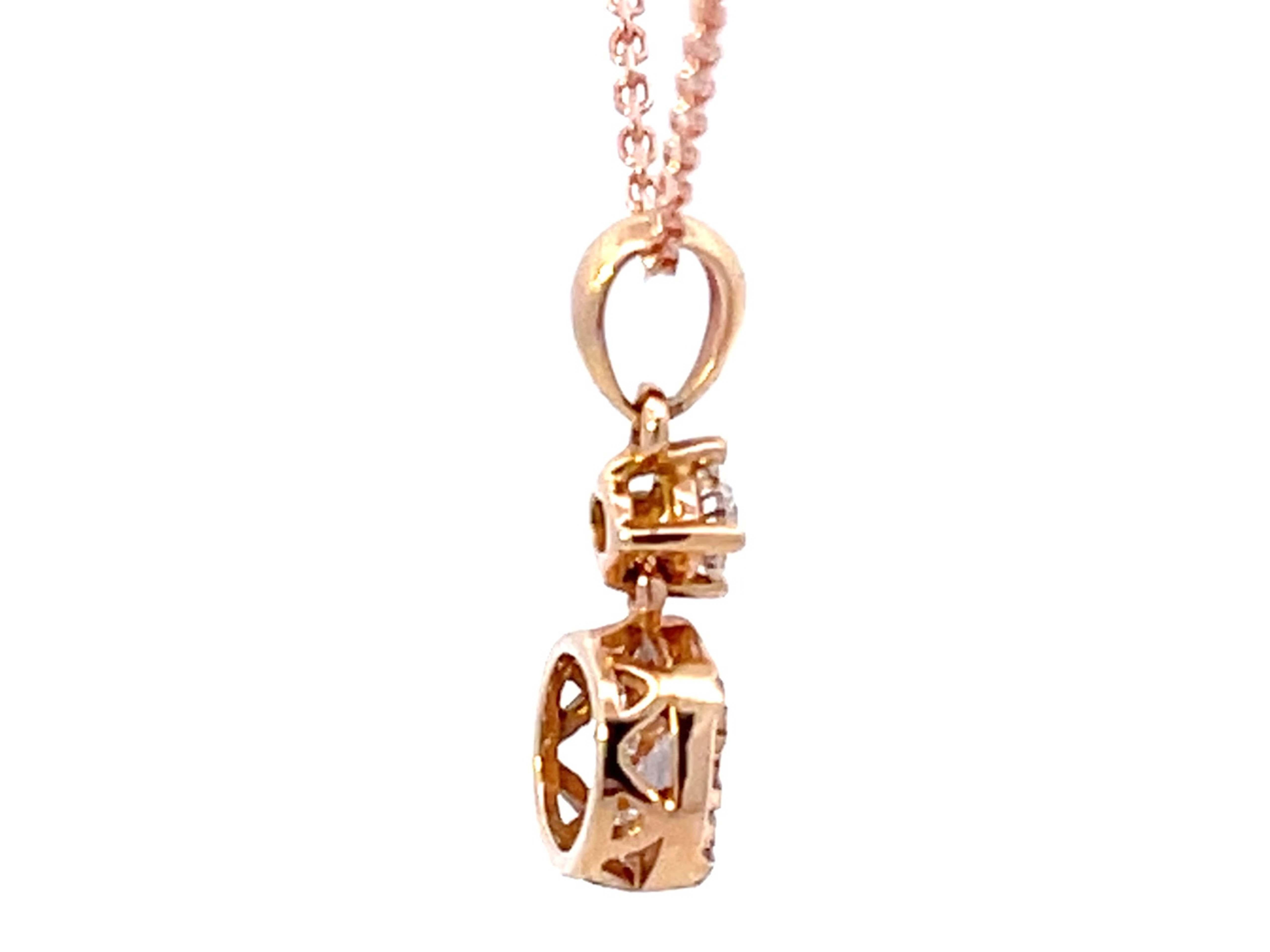 Pendentif en or rose 18 carats avec diamants à monture illusion Pour femmes en vente