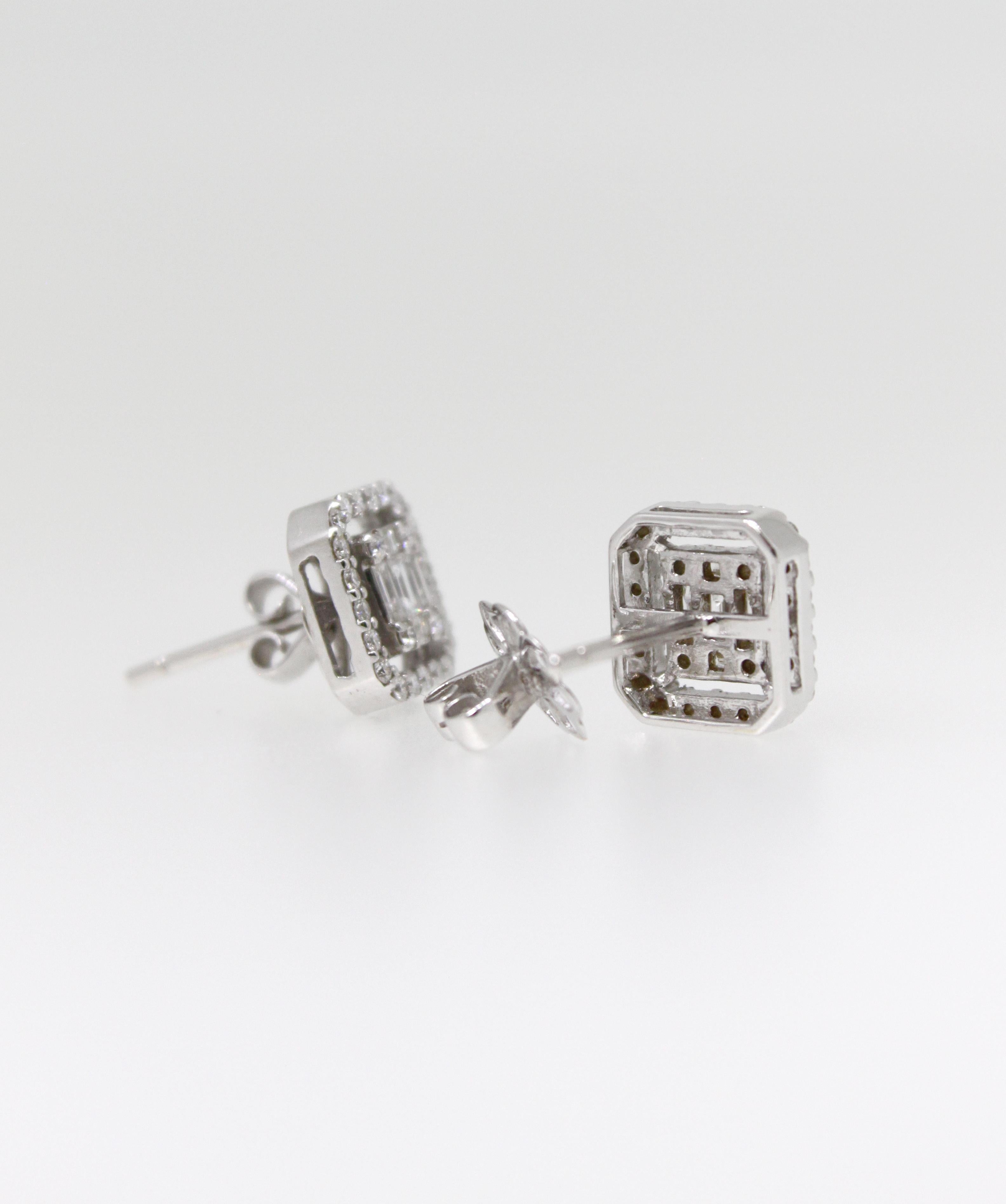 Illusion- Fassung Diamant-Ohrstecker für den täglichen Gebrauch und schimmerndes Aussehen aus 18 Karat Gold Damen