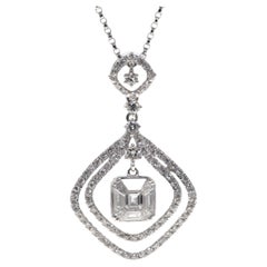 Illusion Setting Diamonds Pendant Necklace in 18K White Gold