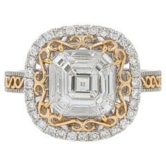 Ring mit Diamanten in Illusionsfassung aus 18 Karat Weiß- und Roségold