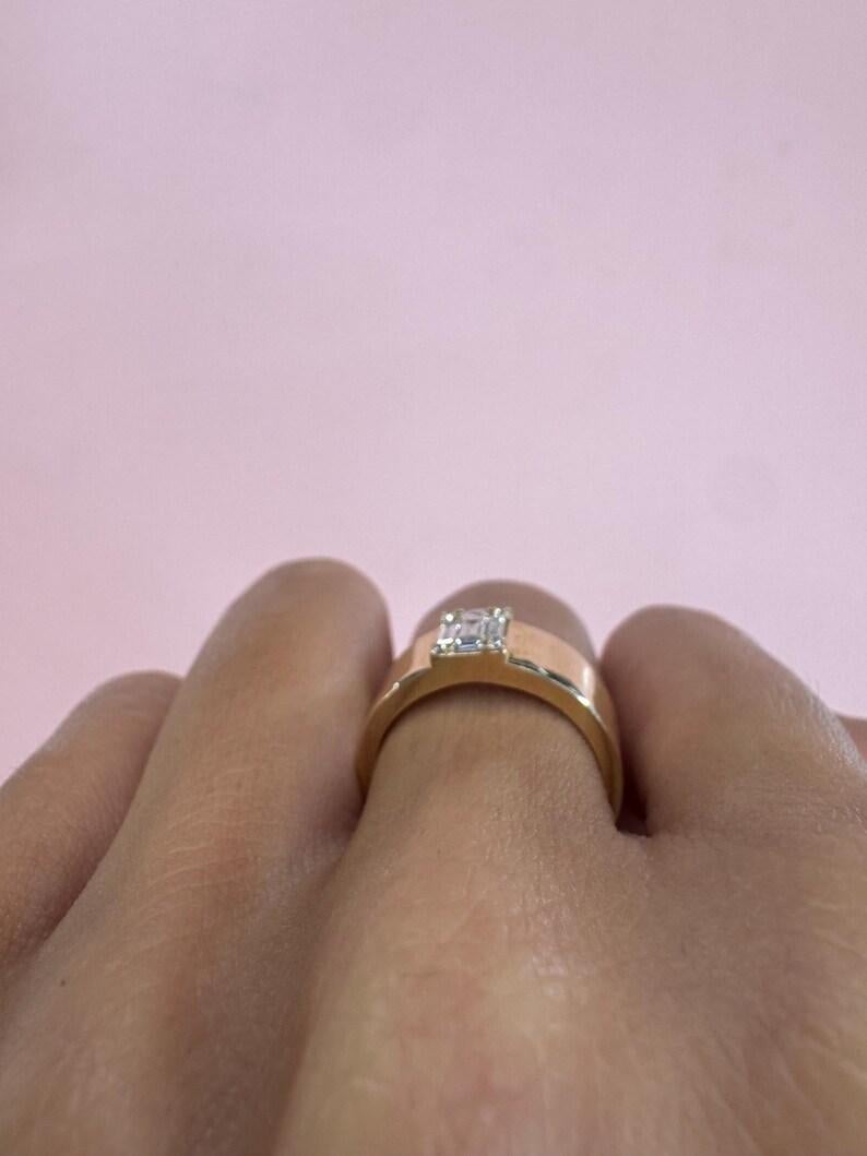 Contemporary Illusion Setting Emerald Design Diamond Band Ring 0.30 Carats 14KT Yellow Gold For Sale