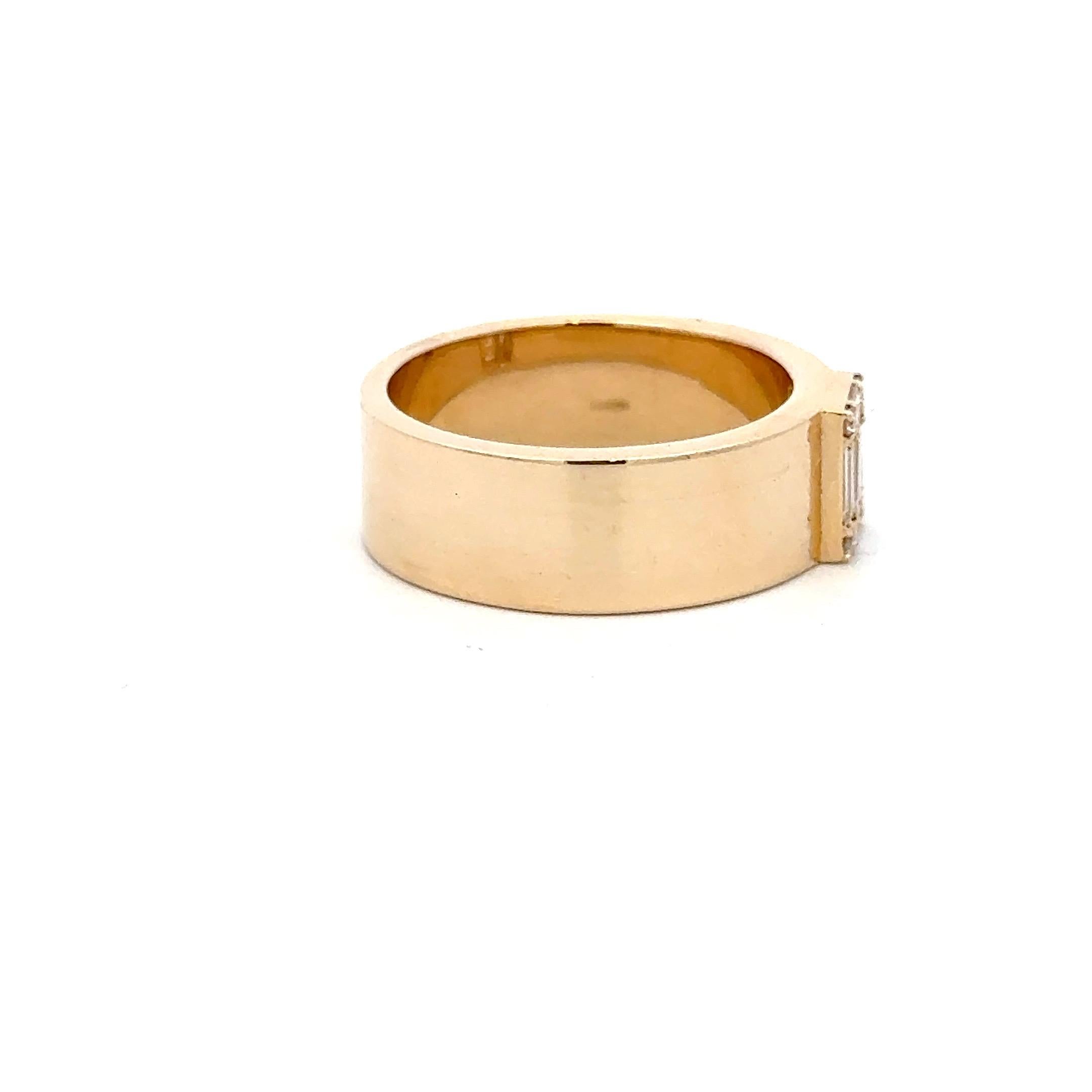 Illusion Setting Emerald Design Diamond Band Ring 0.30 Carats 14KT Yellow Gold For Sale 1