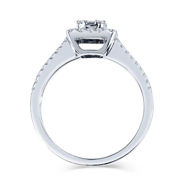 Illusion Style Diamond Double Shank Engagement Ring For Sale at 1stDibs