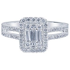 Illusion Style Diamond Double Shank Engagement Ring