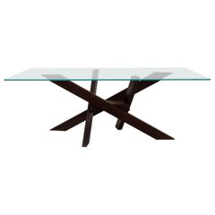 Illusion Table with legs in wenge solid wood and glass top by Studio F