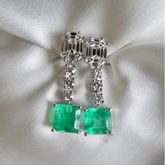 Illusion Top Diamond and Emerald Earrings