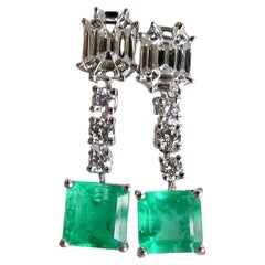 Illusion Top Diamond and Emerald Earrings