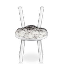 Illusion White Bear Chair in Acrylic with Fur Seat by Circu Magical Furniture