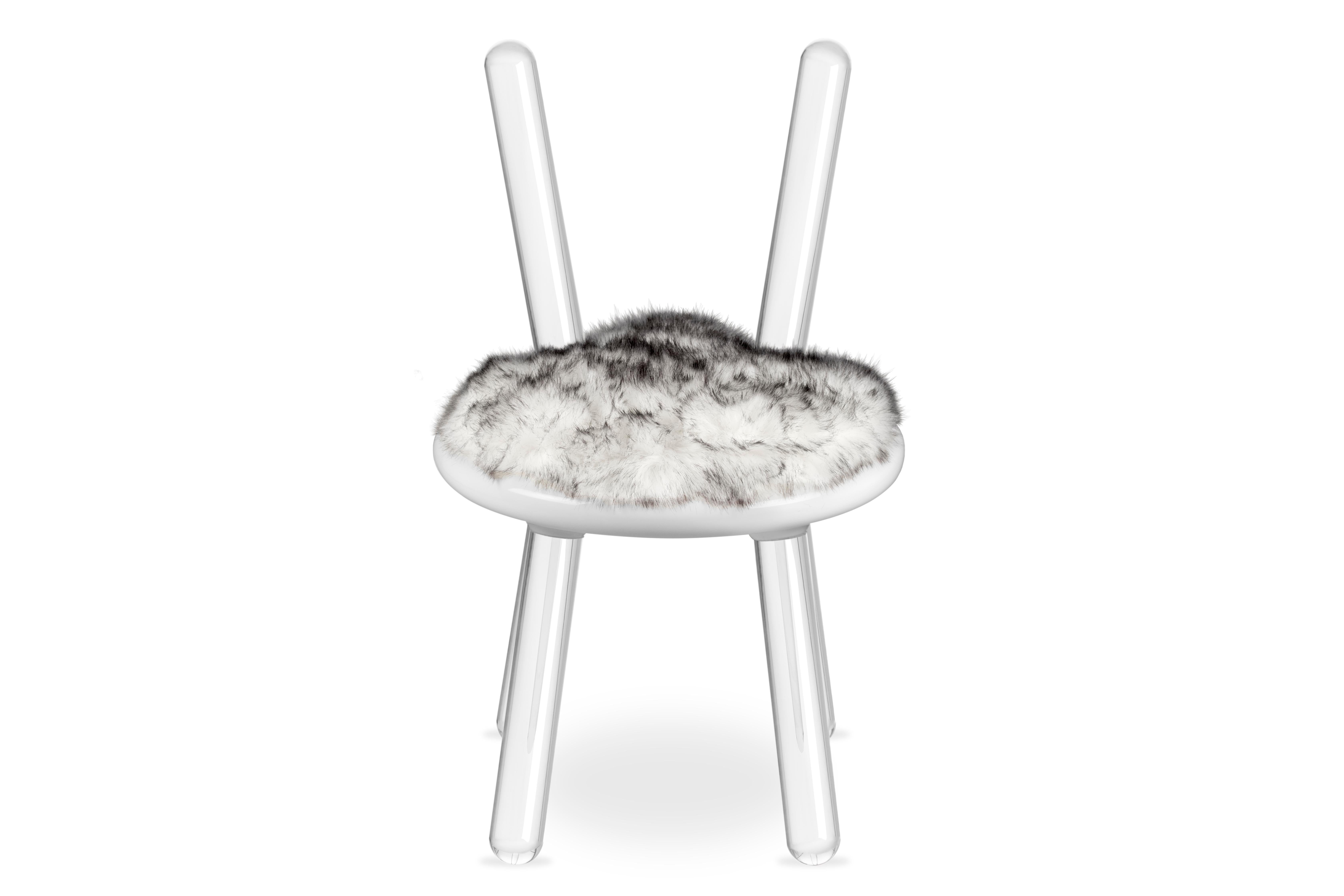 clear chair with fur