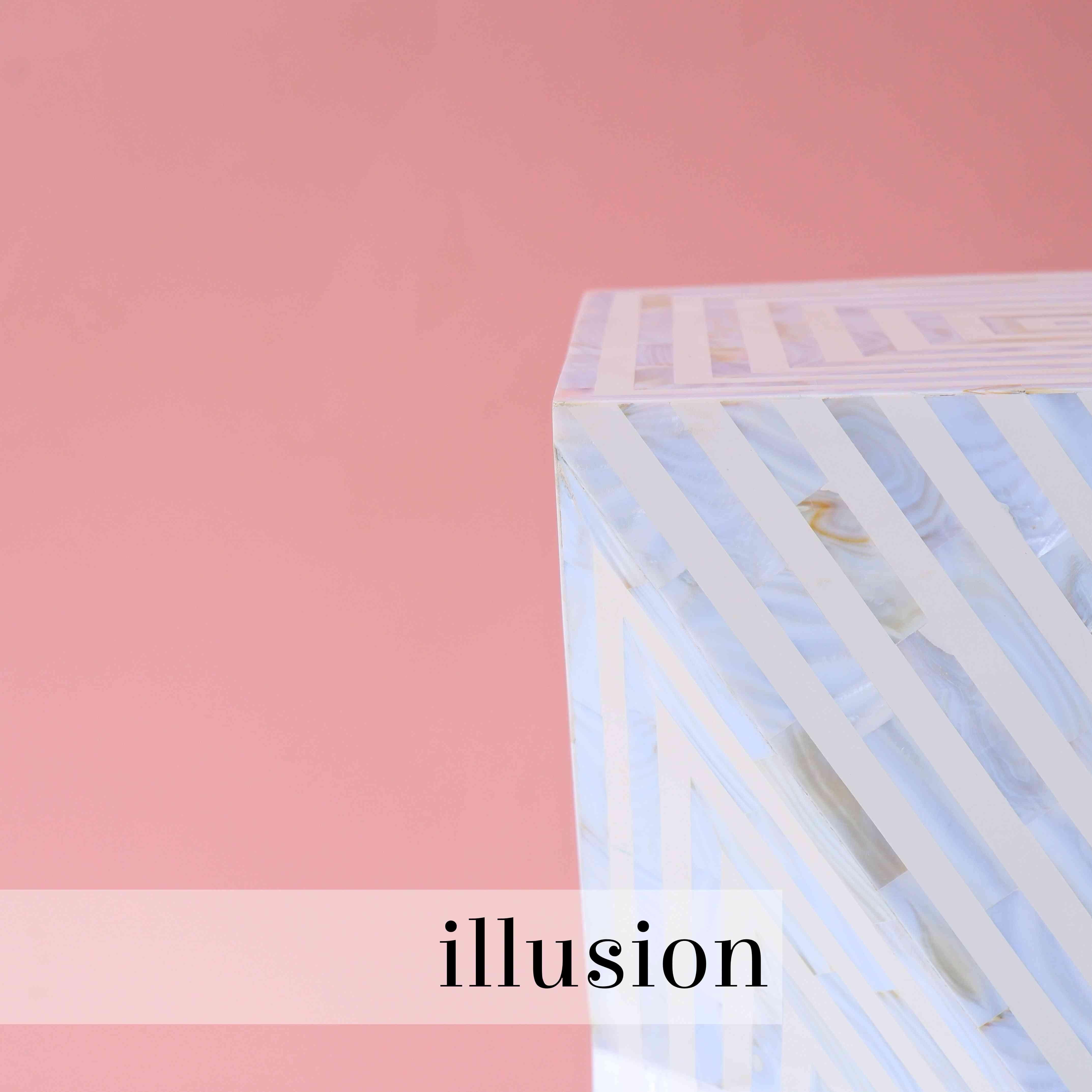 Inlay Illusion White End Table For Sale
