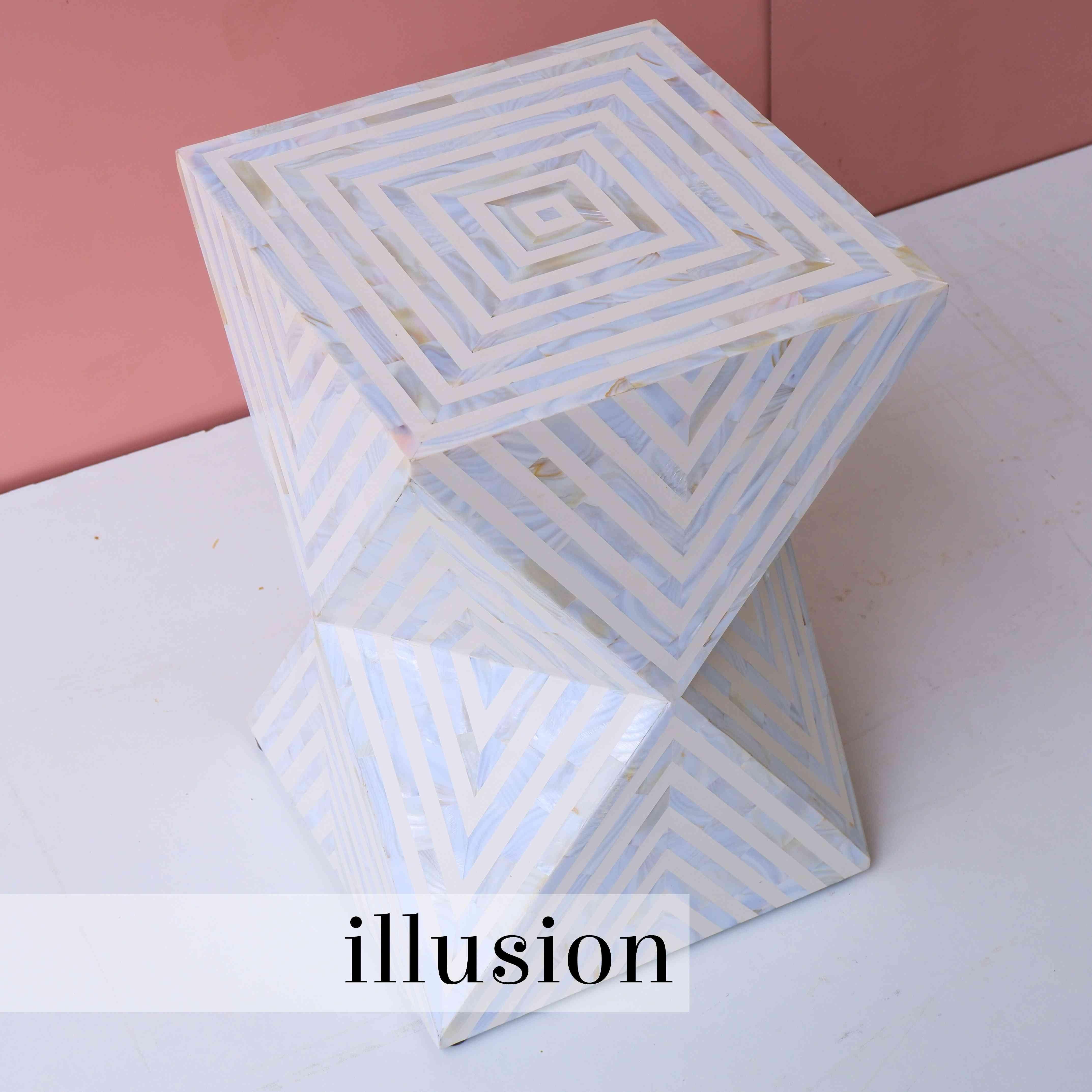 Contemporary Illusion White End Table For Sale