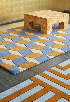 Alfombra de lana Illusion Azul Arenisca