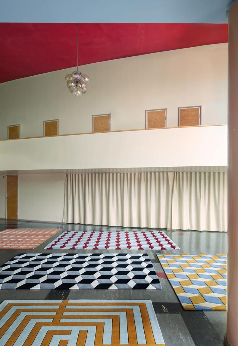 Moderno Tappeto Illusion in lana Mulberry Sky in vendita