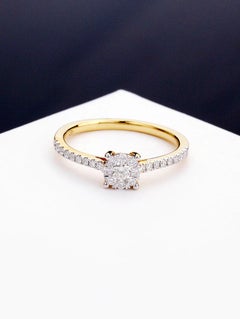 0.33ct Round Cut Diamond Illusion Setting Ring in 18K Yellow Gold