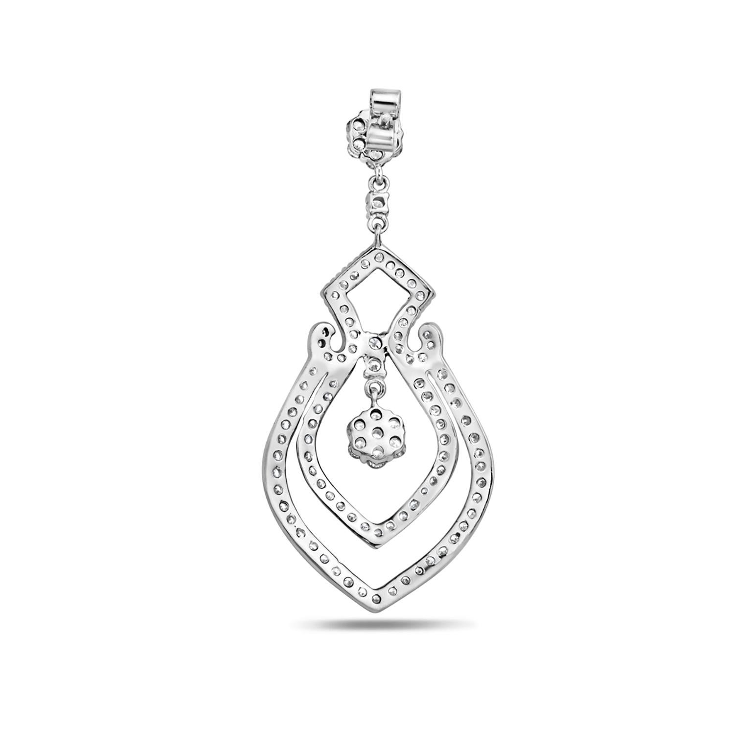 Mixed Cut High Quality VS Diamonds Dangle Earrings Made in 18k White Gold For Sale