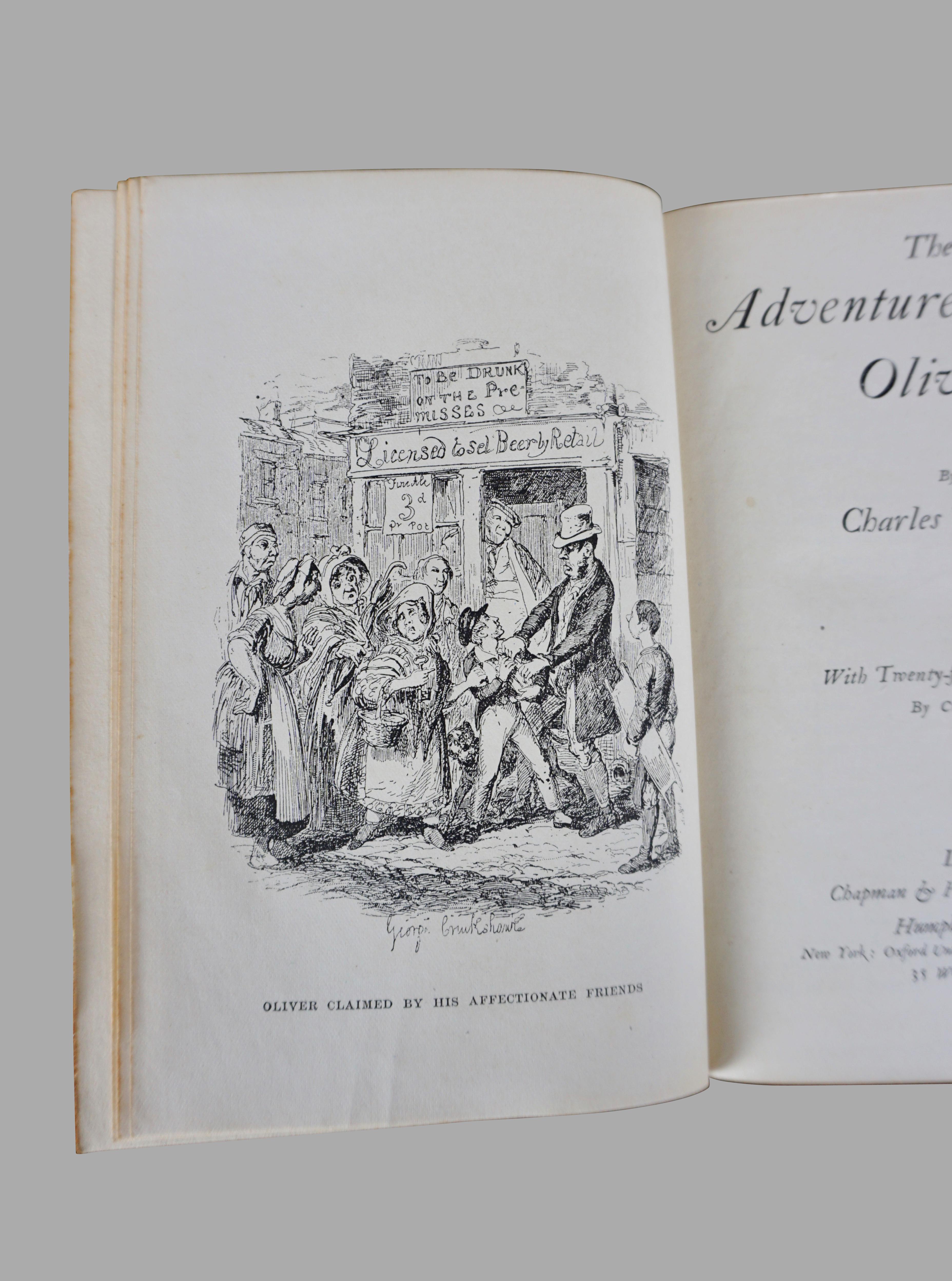 Illustrated Leather Bound Set of the Works of Charles Dickens in 22 Volumes In Good Condition In San Francisco, CA