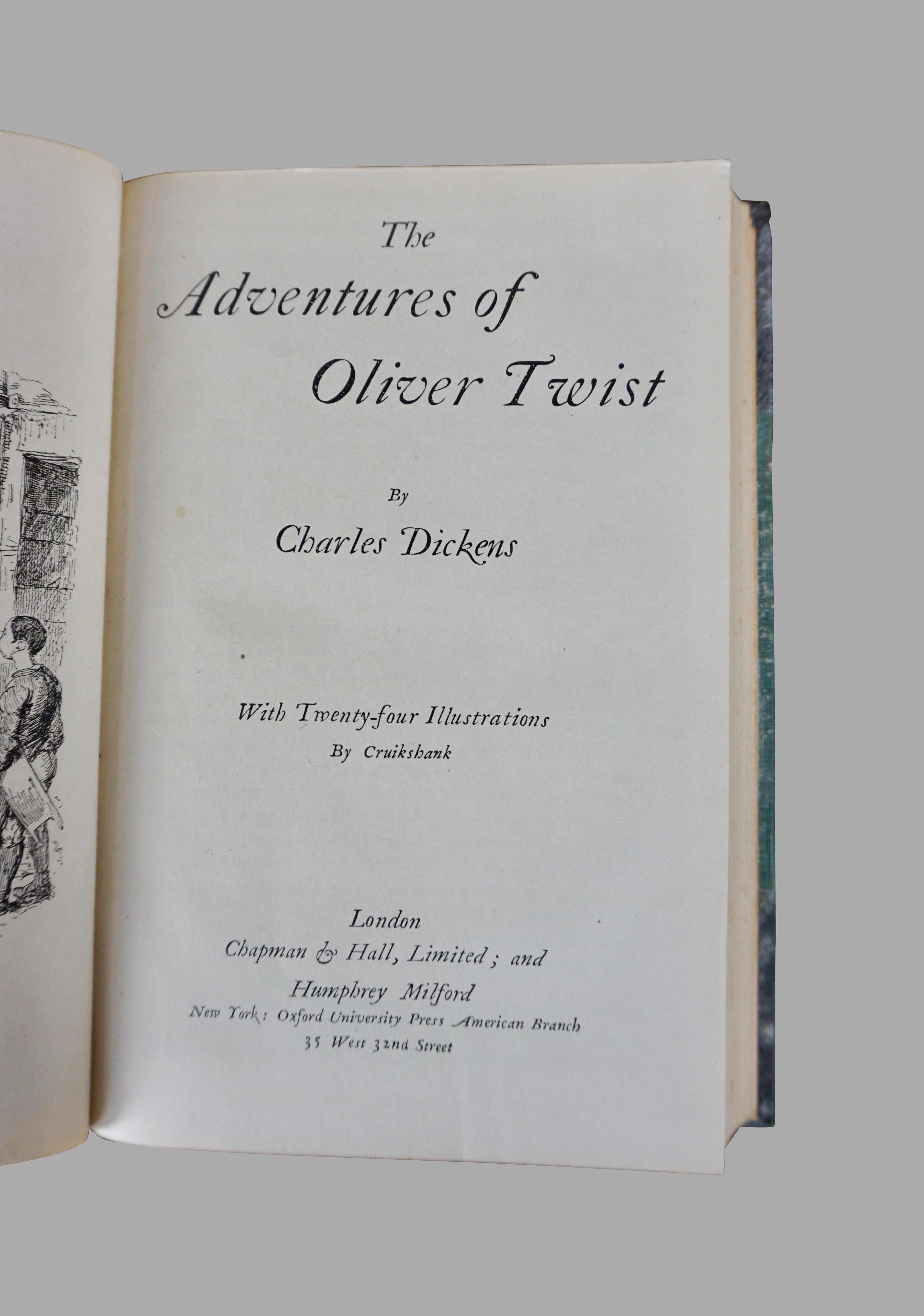 20th Century Illustrated Leather Bound Set of the Works of Charles Dickens in 22 Volumes