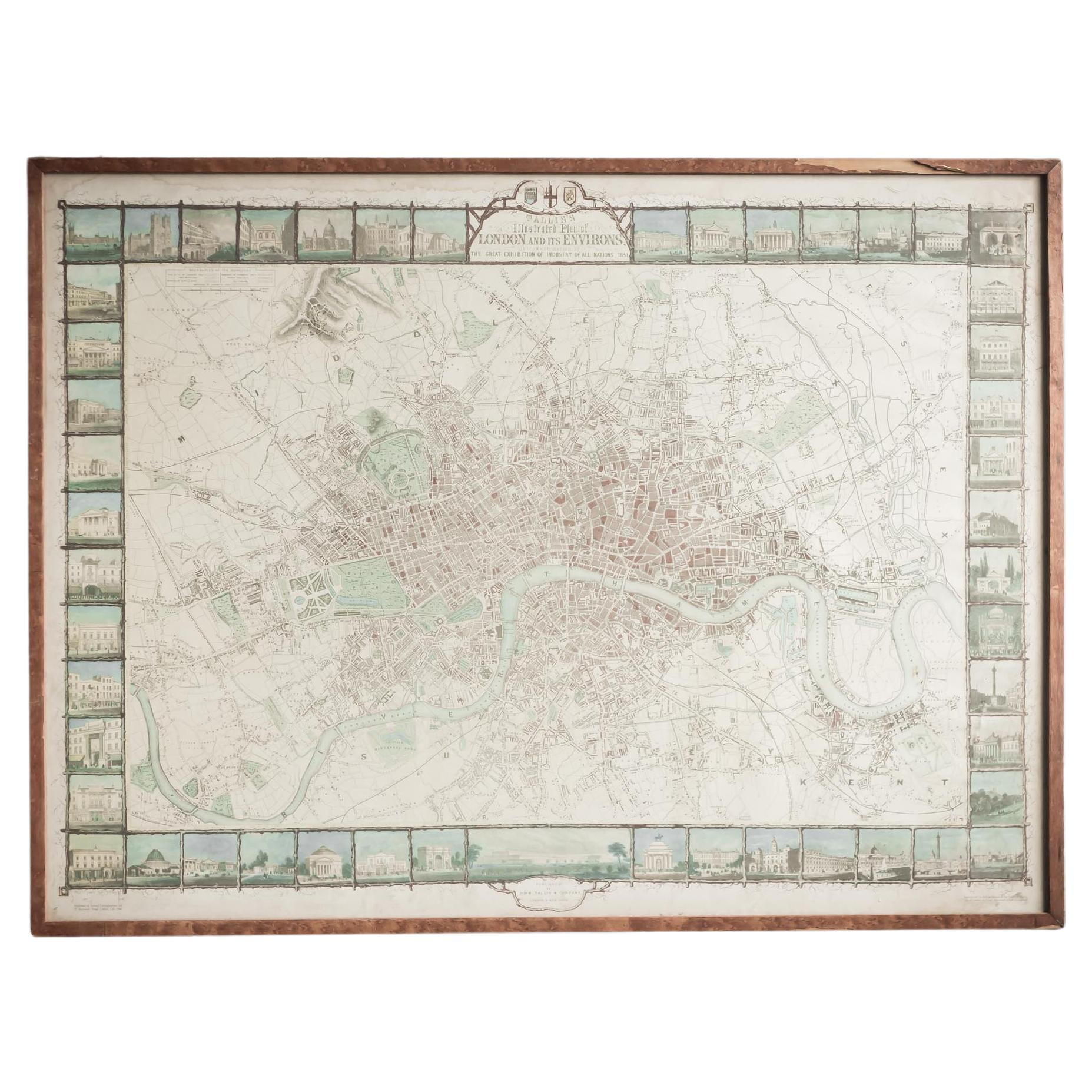 Illustrierte Karte von London aus der Ausstellung im Angebot