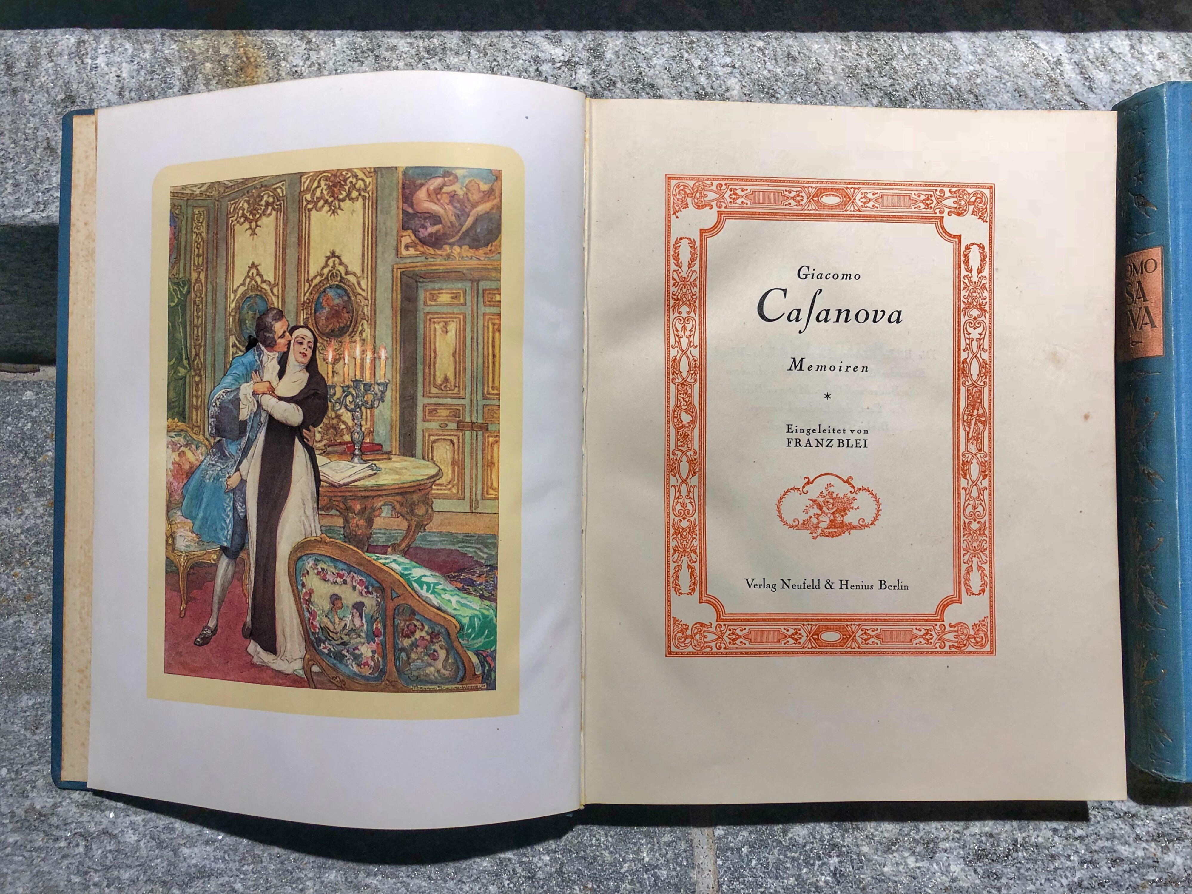Original blue decorated cloth. Very nice edition of these memories of Casanova. Illustrated by Ferdinand Schultz-Wettel.







